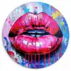 Graffiti - Lippen - Felroze - Geschilderd Wandcirkel plexiglas klein -3d