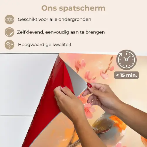Roodborstjes - Sierlijk - Bloesemtak keuken achterwand spatscherm klein -spatscherm_NL