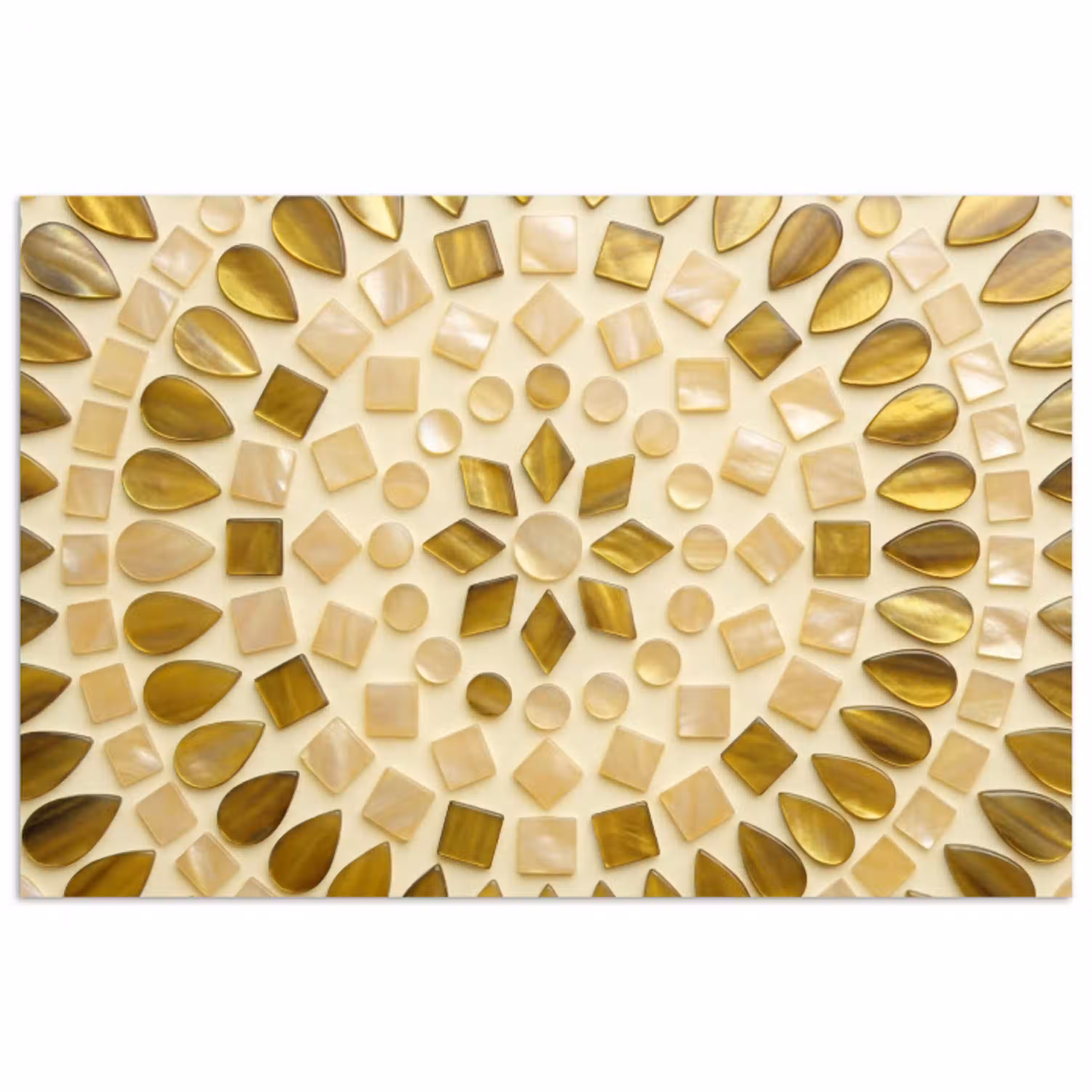 Patroon - Vormen - Mozaïek - Abstract - Goud poster papier klein -3d
