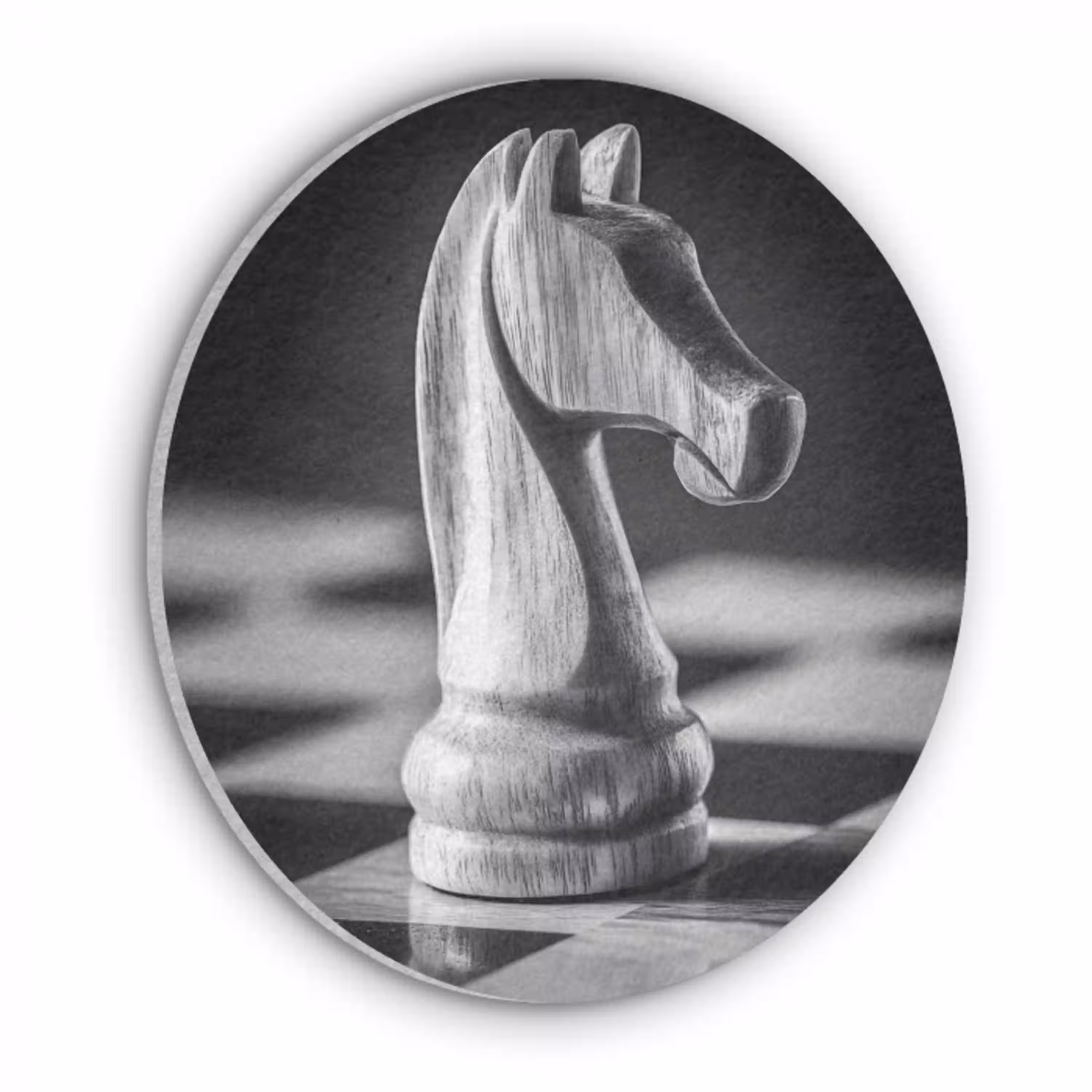 Paard - Hout - Schaalbord - Zwart Akoestische PET Vilt - Rond klein -3d