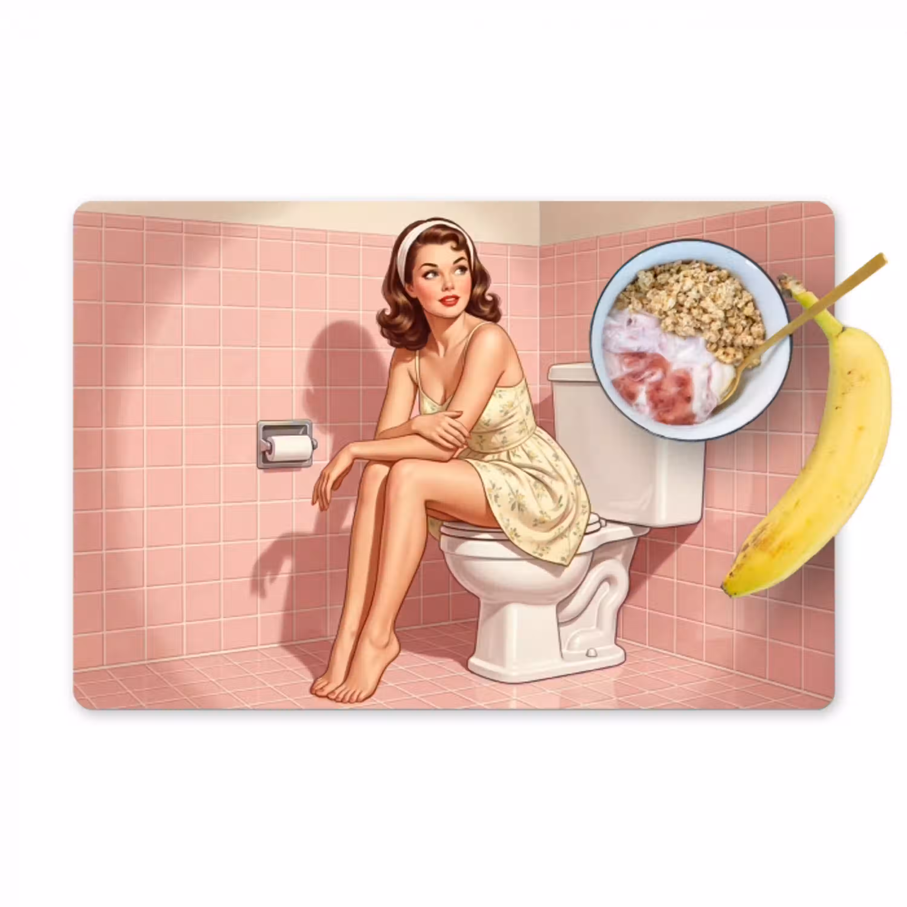 Roze - Retro - Vrouw Placemat vinyl groot -zzzproduct_Kitchenyeah-website
