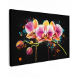 Orchidee - Graffiti - Kleurrijk - Bloemen - Abstract Tuinposter op houten frame 2 cm dik klein -3d