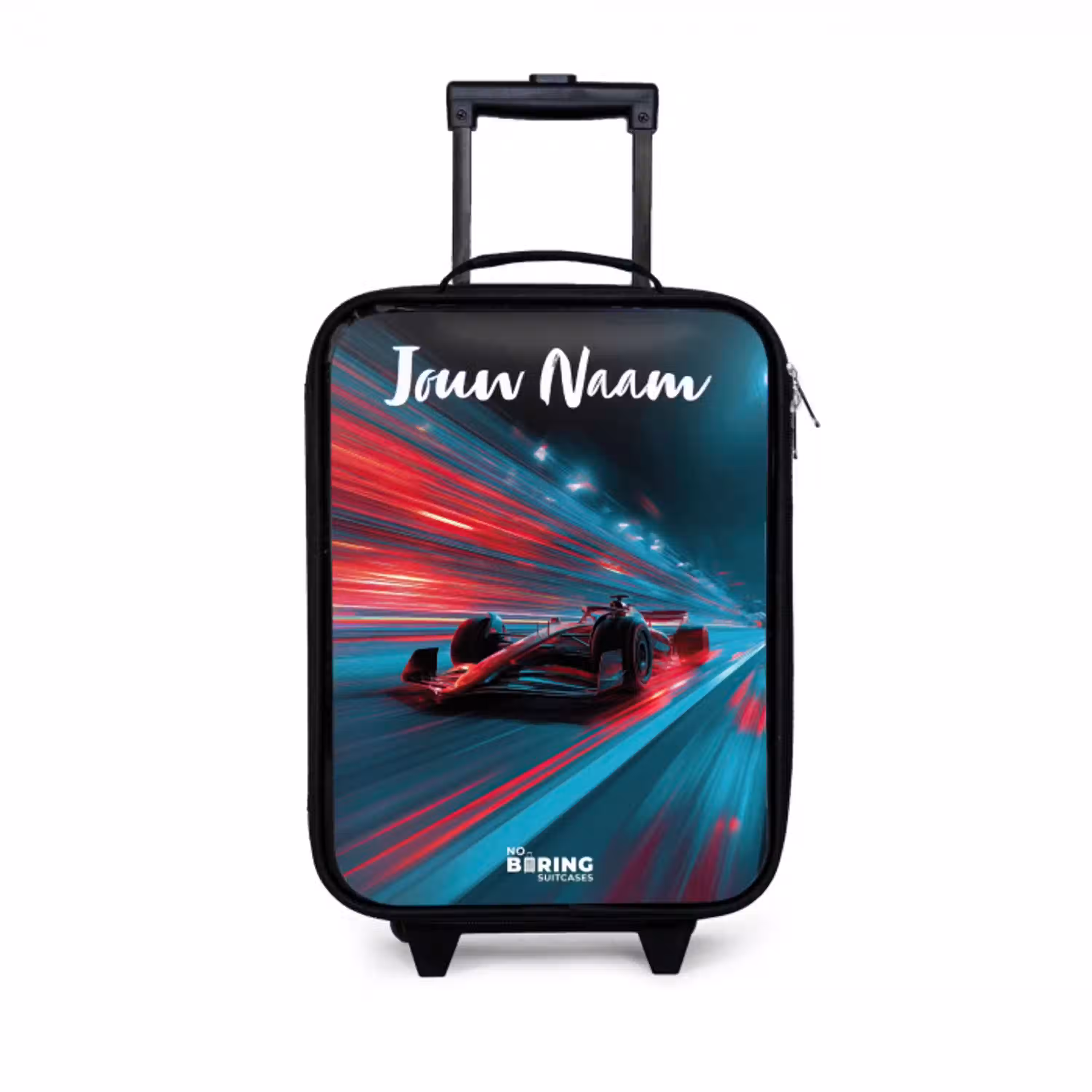 Formule 1 - Raceauto - Rood - Neonverlichting Kinderkoffer - Zwart klein -3d