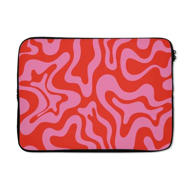 Laptophoes Abstract - Patroon - Rood - Roze - Minimalistisch
