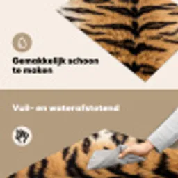 Realistisch - Tijgervacht - Zwart Inductie beschemer met haakjes klein -ky-schoon-nl