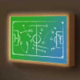 Voetbal - Tactiek - Spel - Groen - Blauw Light Box met batterij (Wandlamp kind) middel -z3d_website