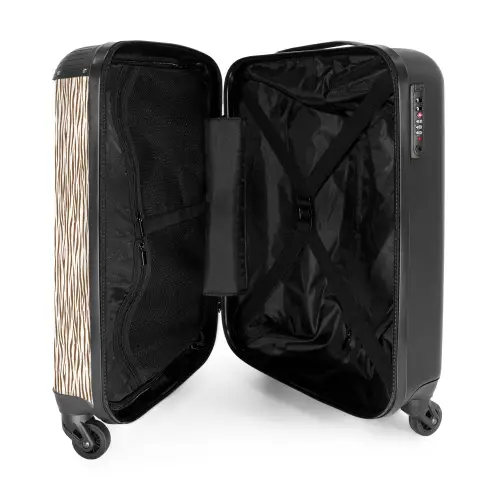 Bruine zebraprint op lichte achtergrond NBS - Handbagage koffer - Volwassenen Unisex middel -binnenkant