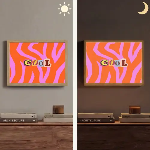Zebraprint - Grafisch - COOL - Oranje Light Box met batterij (Wandlamp) middel -sfeer3