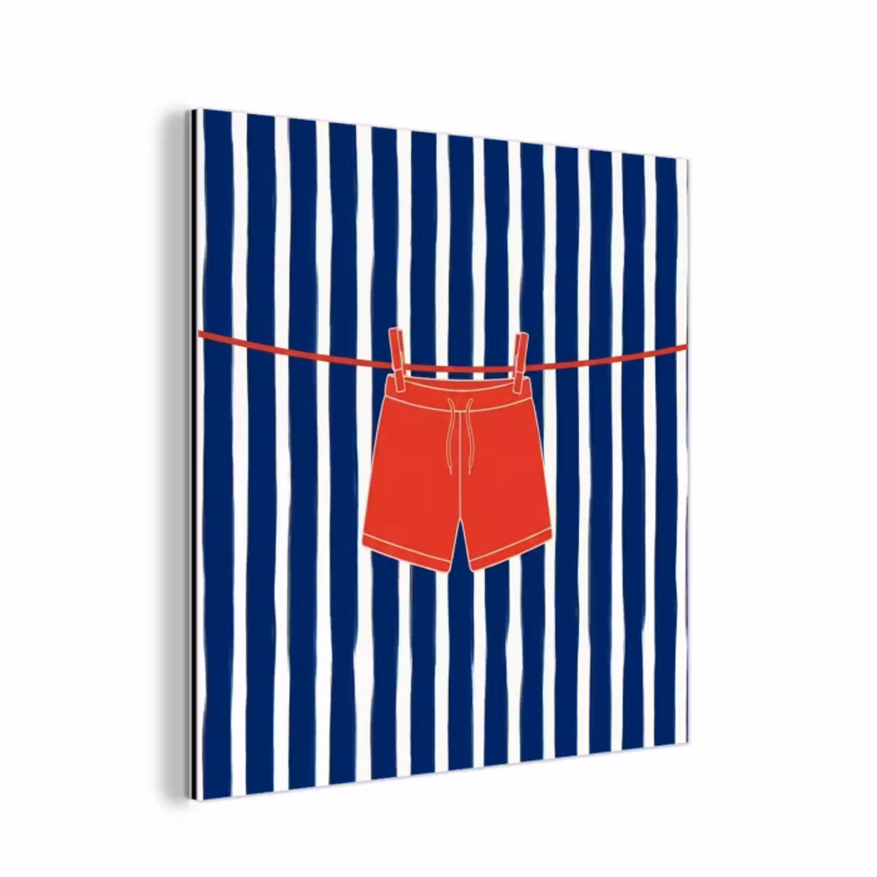 Shorts - Waslijn - Zomer - Illustratie - Rood aluminium wit klein -3d