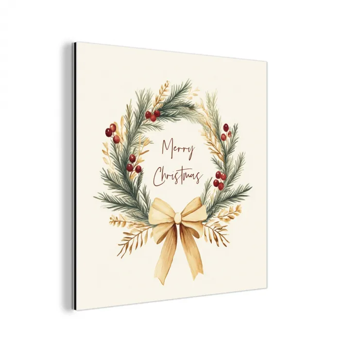 Kerstkrans - Kerst - Goud - Beige aluminium wit klein -3d