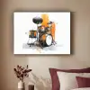 Drumstel - Oranje - Zwart - Aquarelverf Textielframe zwart klein -sfeer1