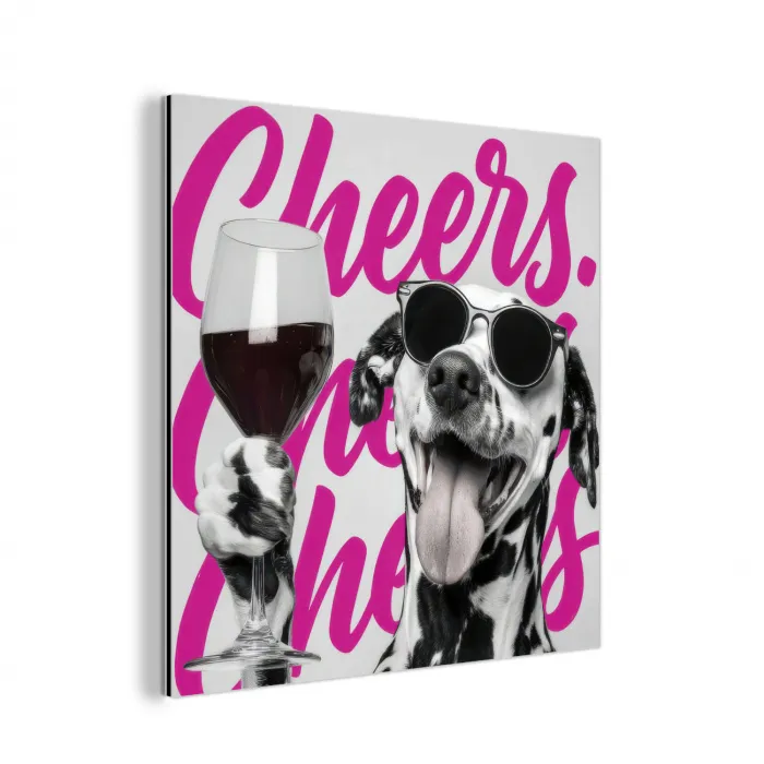 Cheers - Hond - Roze - Wijn aluminium wit klein -3d