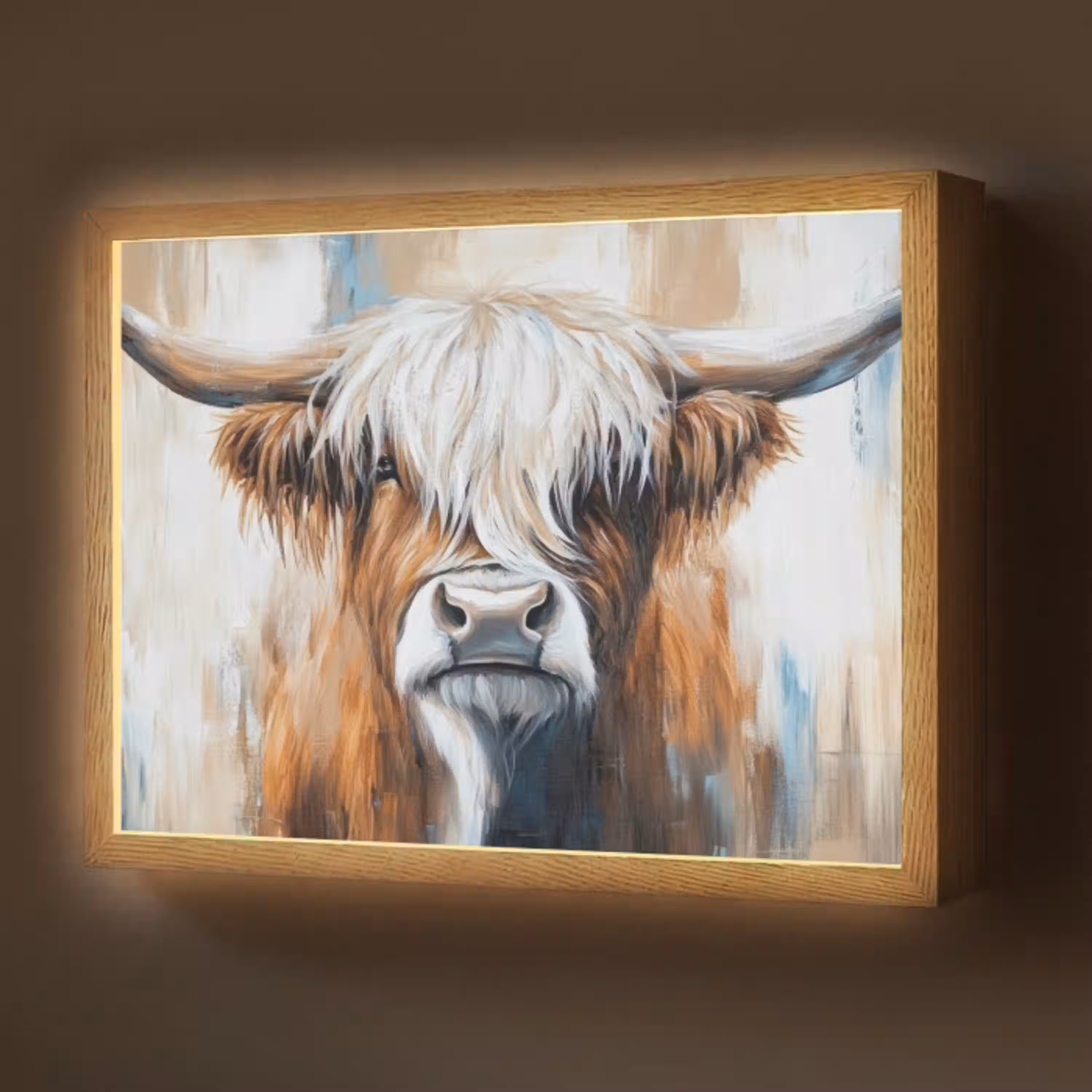 Schotse hooglander - Street art - Vintage - Koe - Dieren Light Box met batterij (Wandlamp) middel -z3d_website
