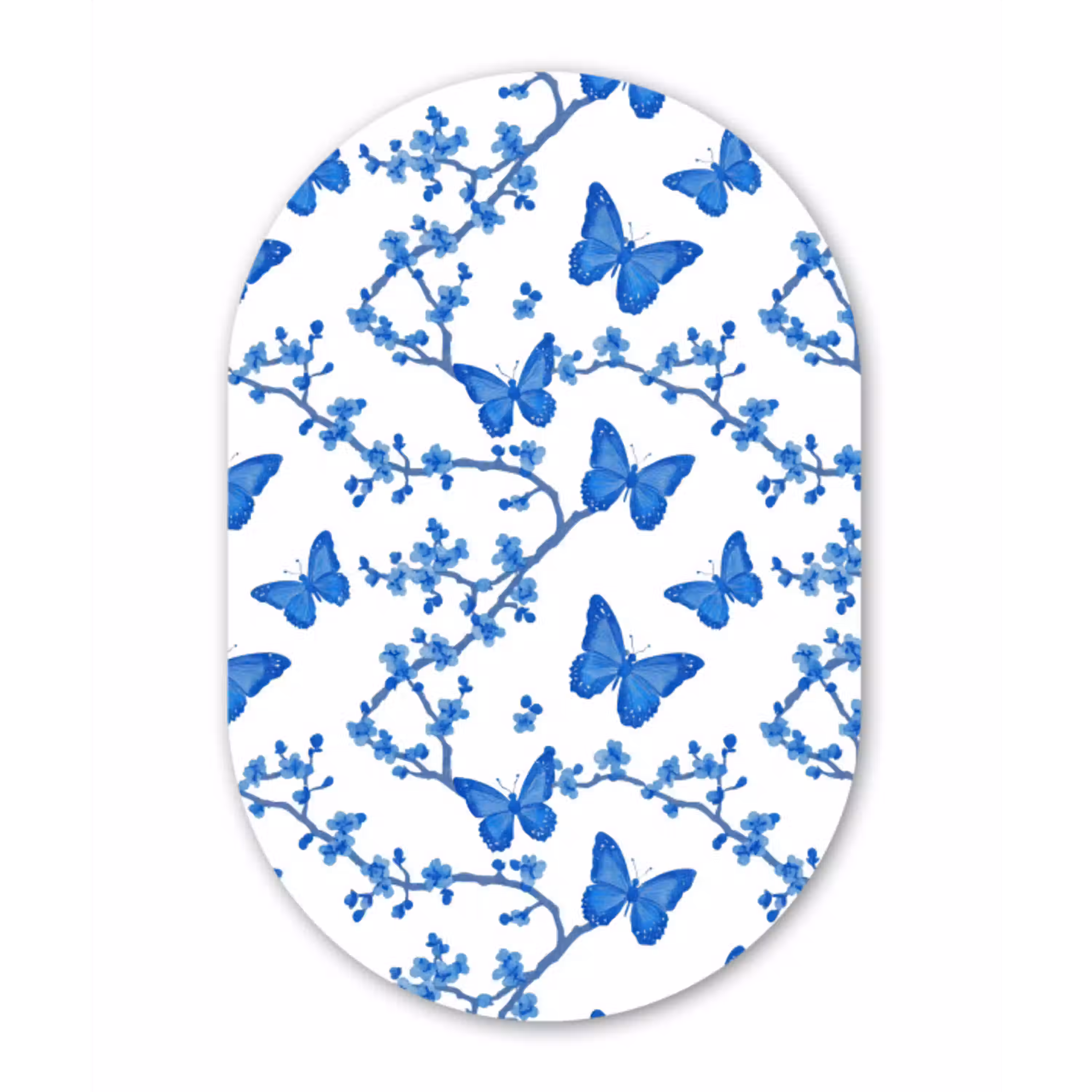 Vlinder - Bloemen - Blauw Wandcirkel Ovaal Aluminium middel 839 -3d