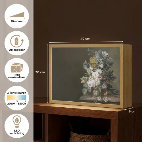 Bloemen - Eelke Jelles Eelkema - Oude meesters Light Box met batterij (Wandlamp) middel -USP_websiteoverzichtNL