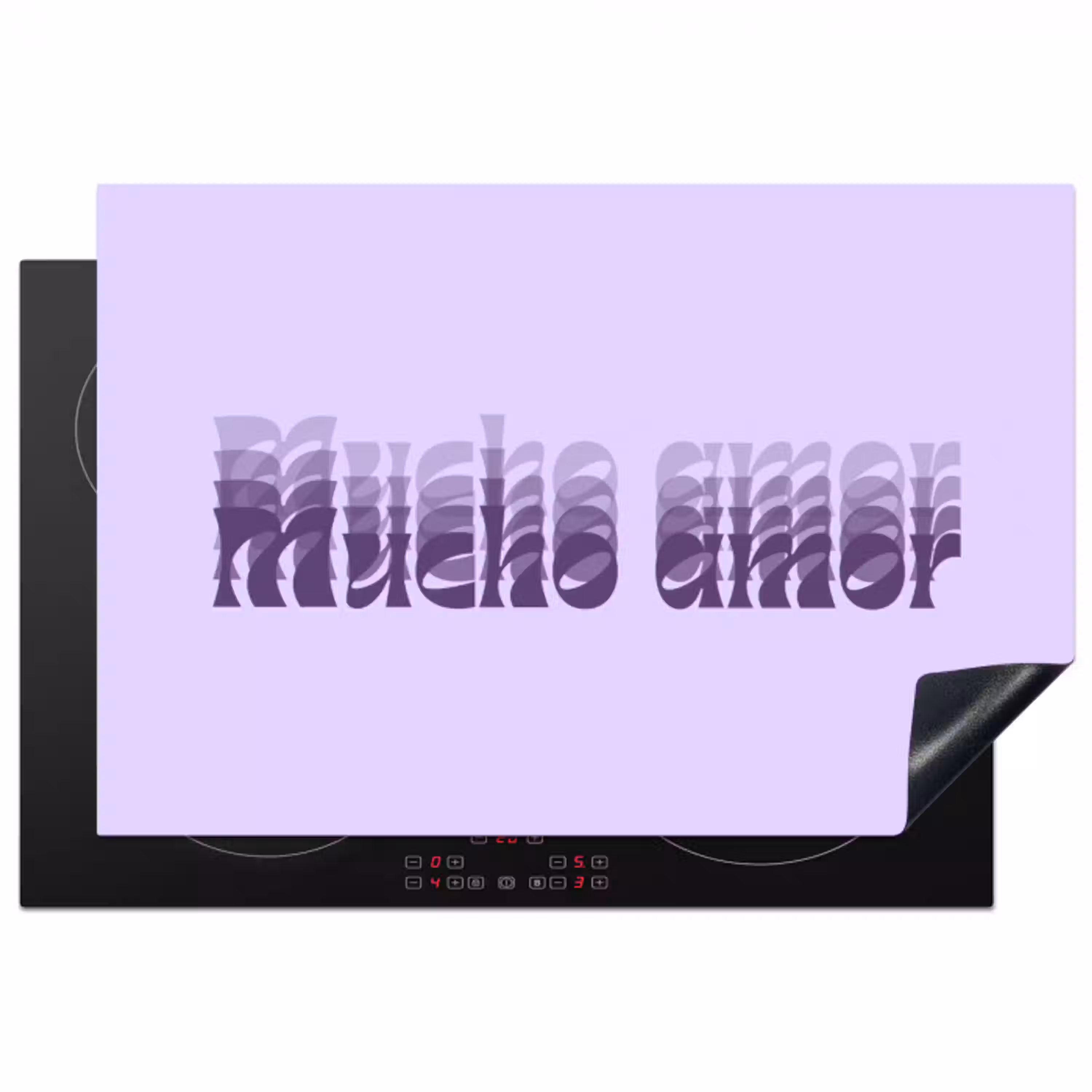Mucho amor - Paars - Gelaagde letters Inductie beschermer vinyl 3mm klein -3d