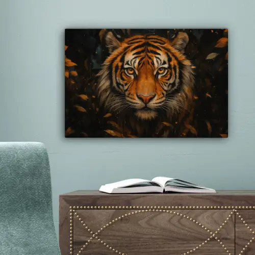Bladeren - Tijger - Oranje canvas 2cm klein -sfeer4