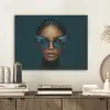 Vrouw - Vlinder - Bril - Blauw - Modern - Portret PET vilt klein -sfeer1