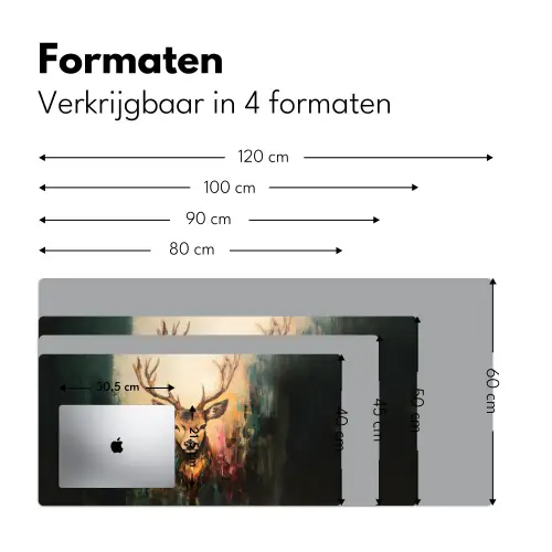 Hert - Geverfd - Gewei - Bruin Muismat XXL klein -sfeer5