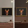 Kreeft - Oranje - Zwart - Modern Light Box met batterij (Wandlamp) middel -sfeer3