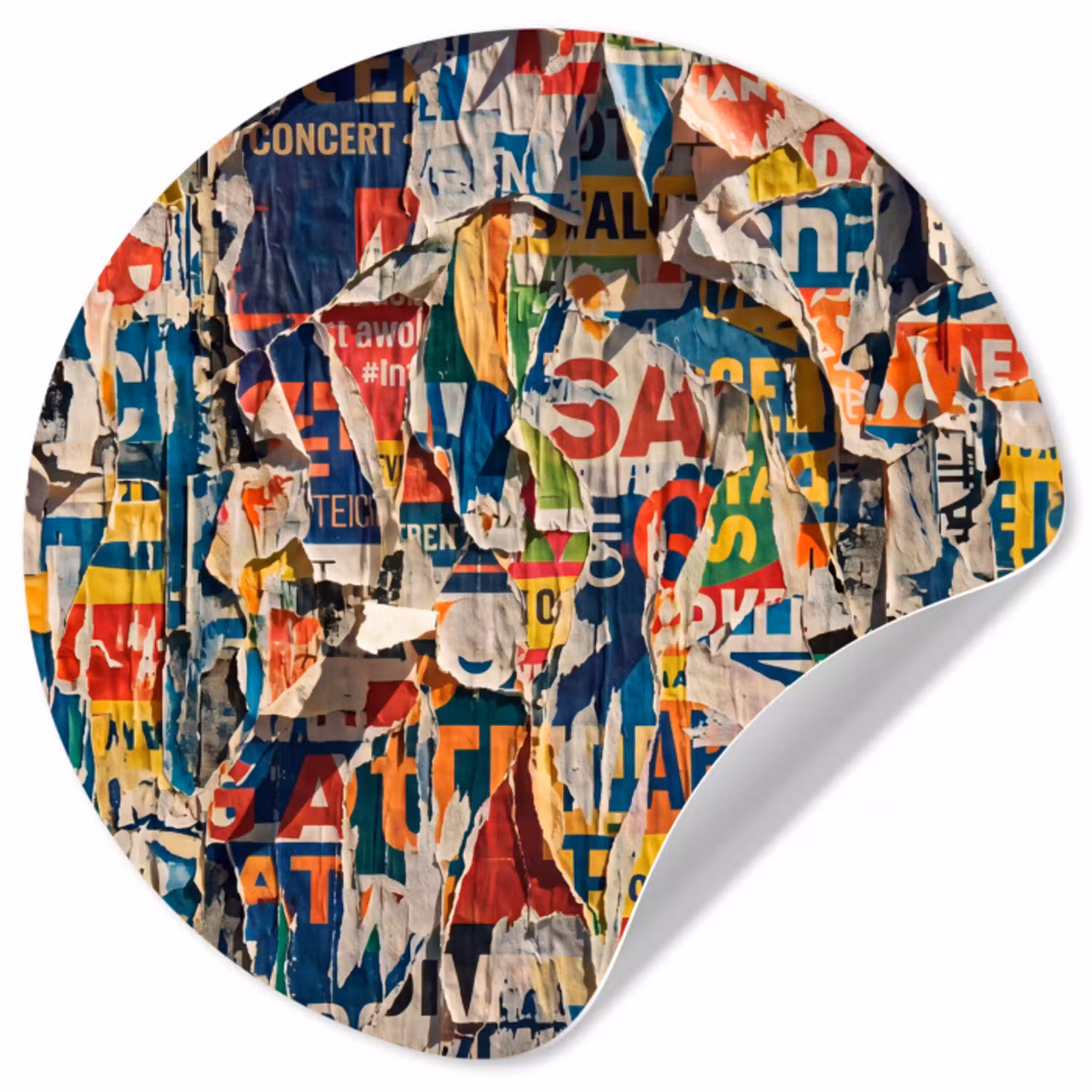 Abstract - Gelaagd papier - Urban - Modern - Kleurrijk Wandcirkel behangsticker klein -3d