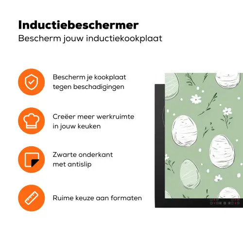Groen - Eieren - Patroon Inductie beschermer vinyl 3mm klein -zzzzzzz-td-ups
