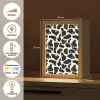 Dierenpatroon - Vlekken - Zwart - Wit Light Box met kabel (Tafellamp) klein 925 -USP_NL
