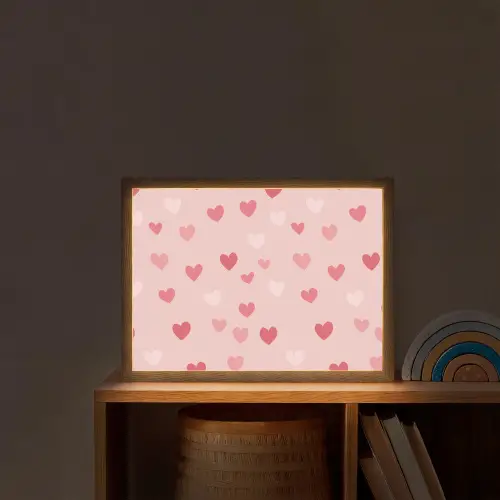 Hartjes - Patroon - Roze Light Box met batterij (Wandlamp kind) middel -sfeer1_kind