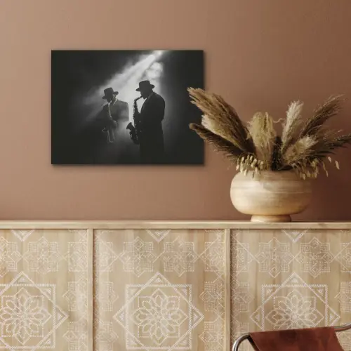 Saxofonisten - Hoeden - Rook - Licht PET vilt klein -sfeer4