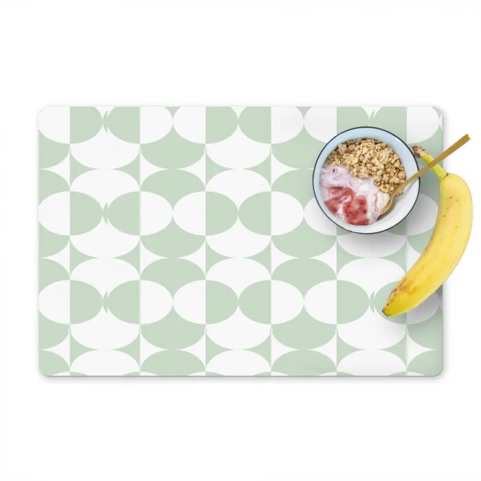 Wit - Groen - Cirkels Placemat vinyl groot 368 -zzzproduct_Kitchenyeah-website