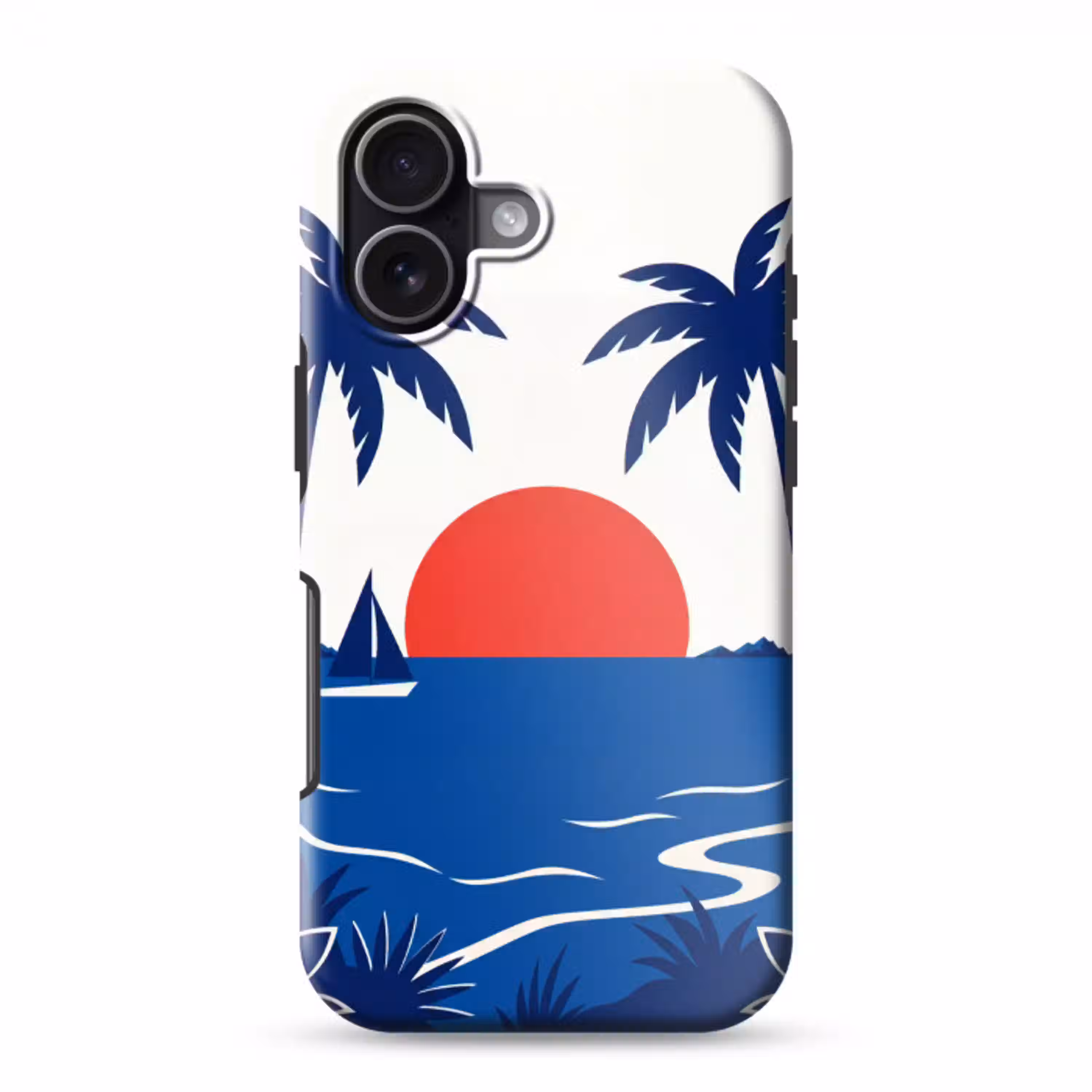 Zonsondergang - Zee - Palmboom - Tropisch - Modern Toughcase MagSafe Apple iPhone 17 klein -3d