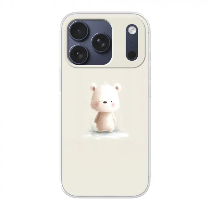 Beertje - Sneeuwvlokje - Wit - Pluizig Telefoonhoesje iPhone 17 Pro klein -3d