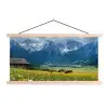 Alpen - Weide - Bergen - Koeien textielposter latten blank klein -3d
