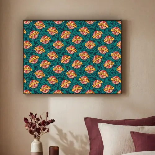 Groen - Disco - Patroon Textielframe zwart klein 947 -sfeer1