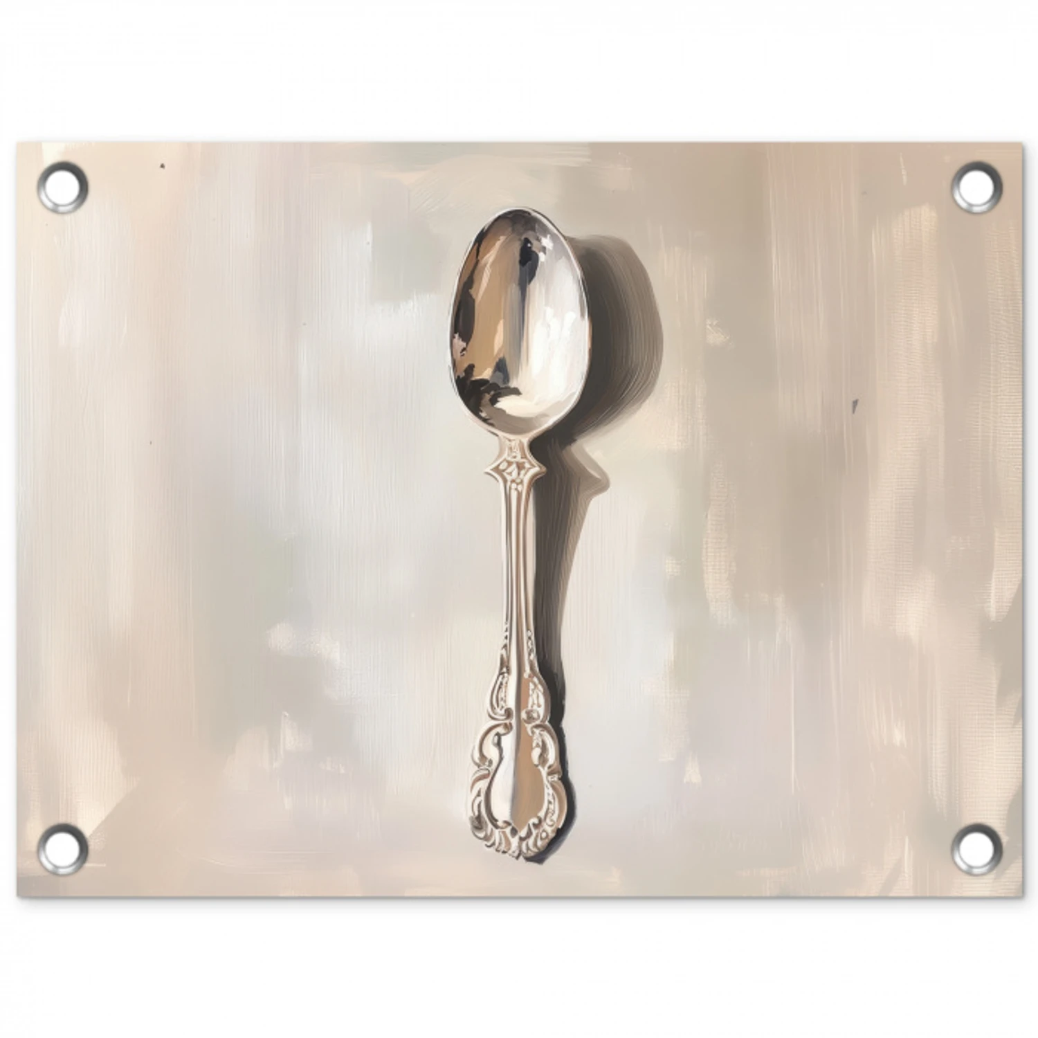 Lepel - Verf - Zilver tuinposter los doek klein -3d