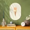 Minimalistisch - Schepijs - Hoorntje - Beige Wandcirkel Ovaal Forex klein -sfeer2