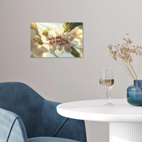Bloesems - Zonlicht - Quote - Wit poster papier klein -sfeer3