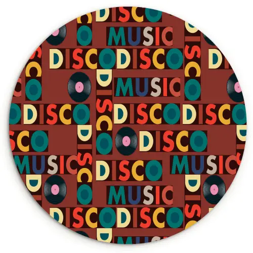 Bruin - Retro - Disco - Patroon Wandcirkel plexiglas klein 852 -3d