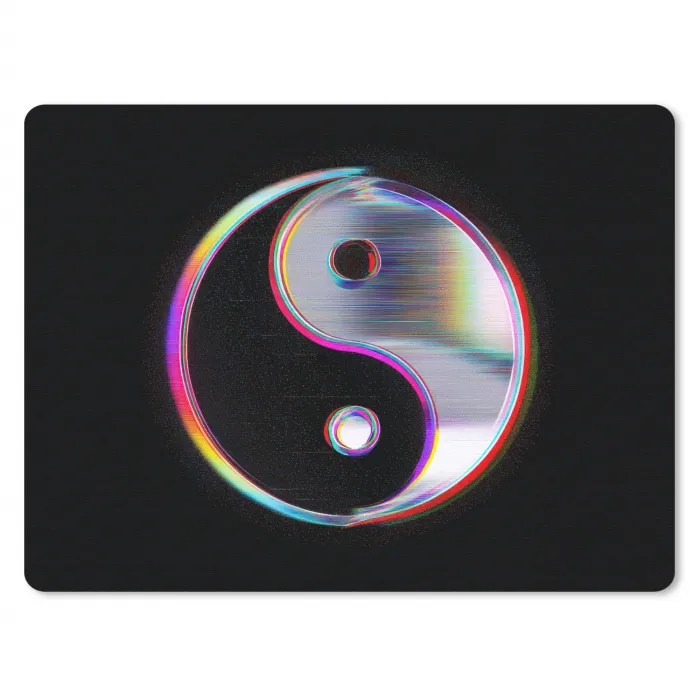 Yin-Yang - Cirkel - Regenboog muismat rubber klein -3d