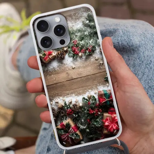 Kerstdecoratie - Geschenken - Hout - Veelkleurig Hoesje iPhone 16 Pro Max met koord klein -sfeer3