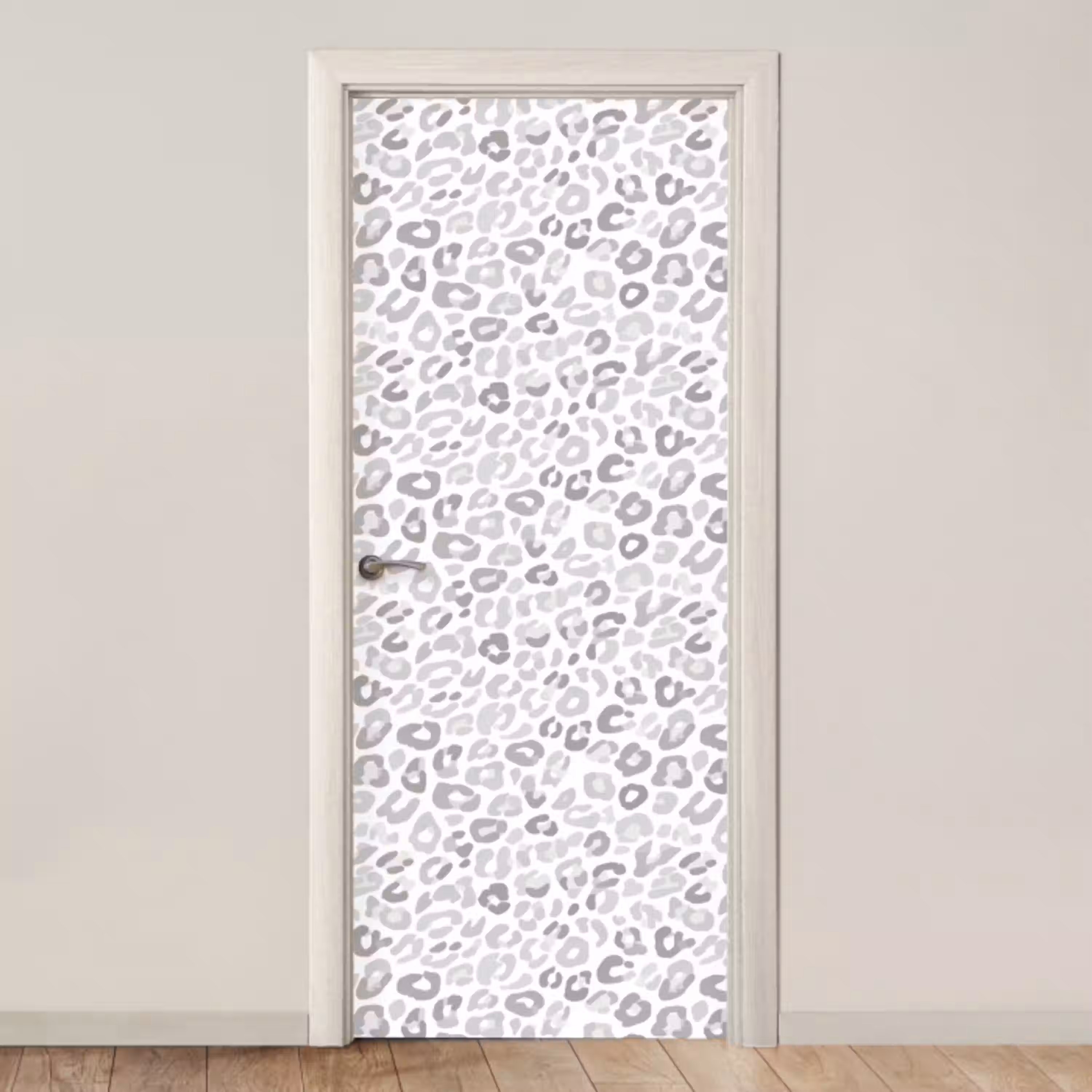 Luipaard - Motief - Grijs deurposter klein 289 -3d_beige
