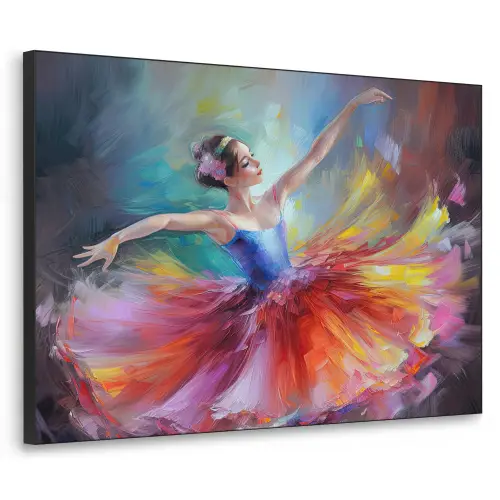 Schilderij - Olieverf - Dans - Ballerina Textielframe zwart klein -3d