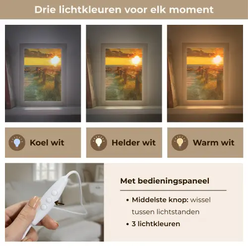 Zon - Strand - Duin - Horizon - Gras - Pad - Oranje Light Box met kabel (Tafellamp) klein -USP_lichtkleurNL