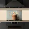 Bloempot - Kuiken - Bloemetjes keuken achterwand spatscherm klein -sfeer1