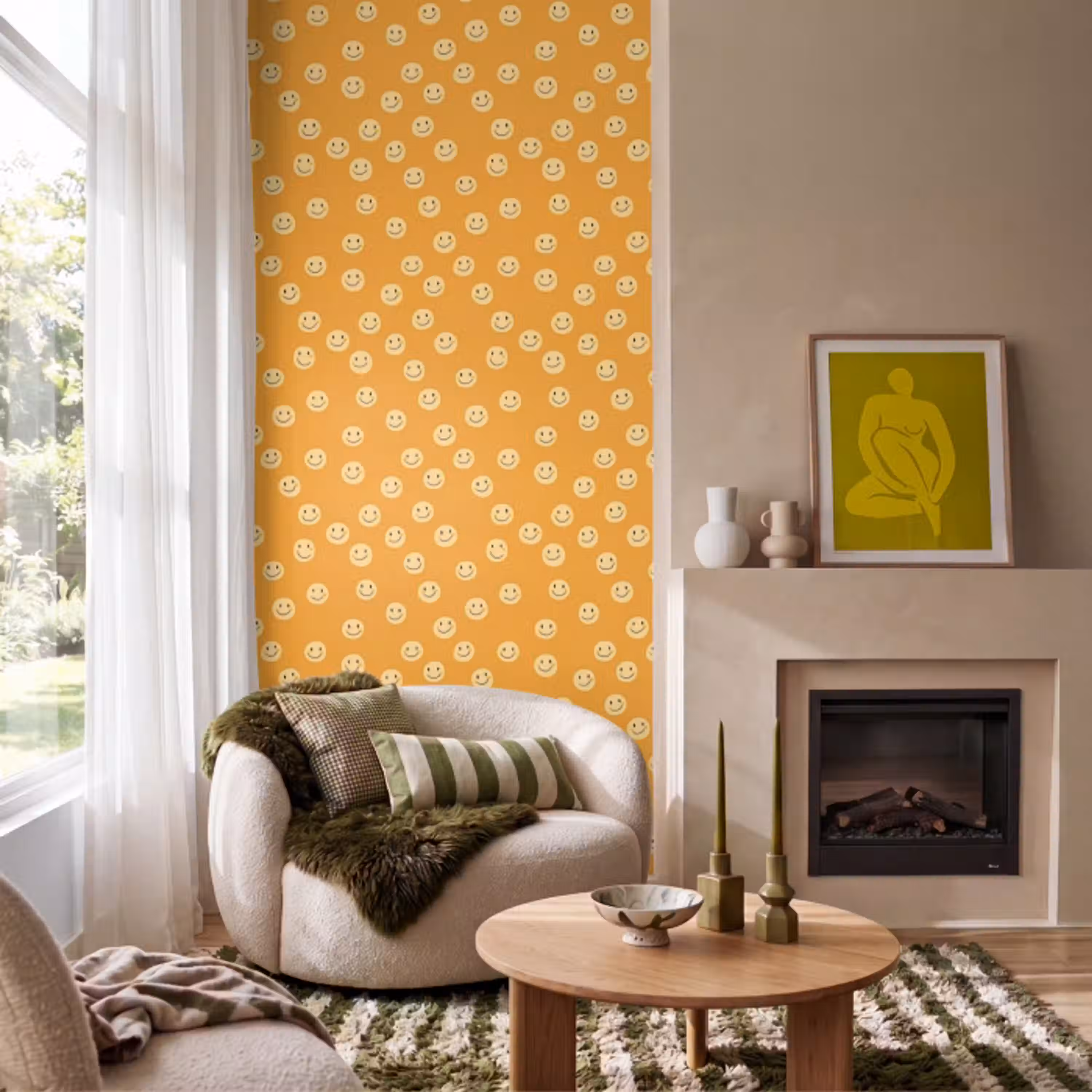 Smileys - Retro - Heel Behang Vlies klein 1076 -sfeer2