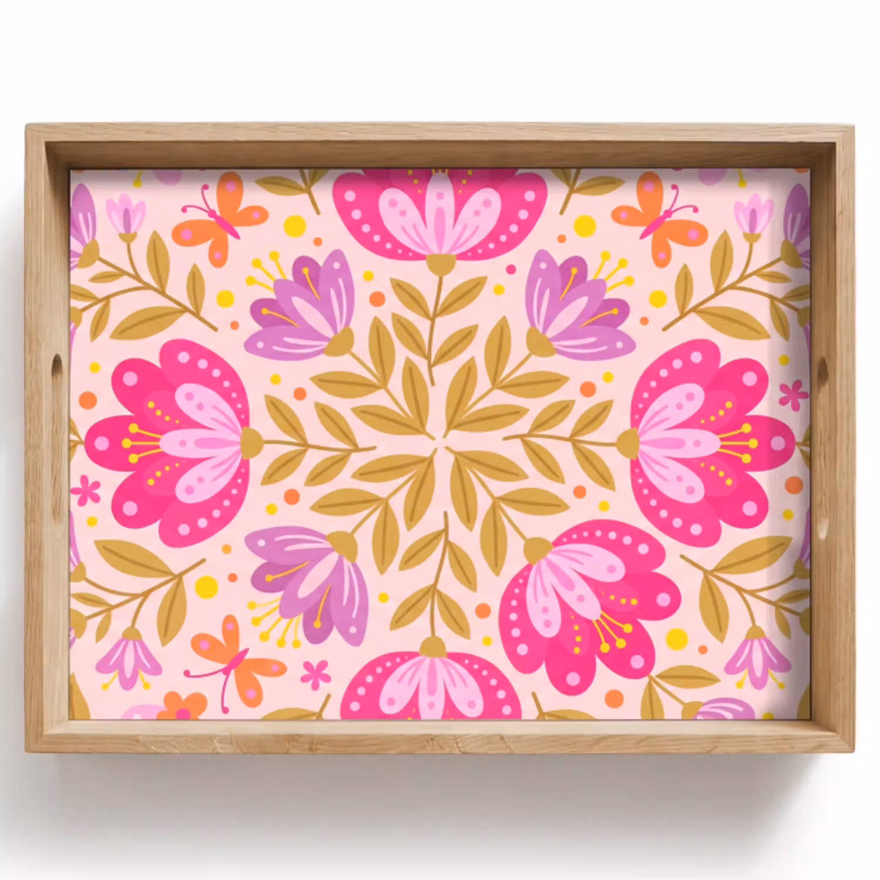 Bloemen - Patroon - Natuur - Abstract - Roze Dienblad Rechthoek middel -z3d_shopping