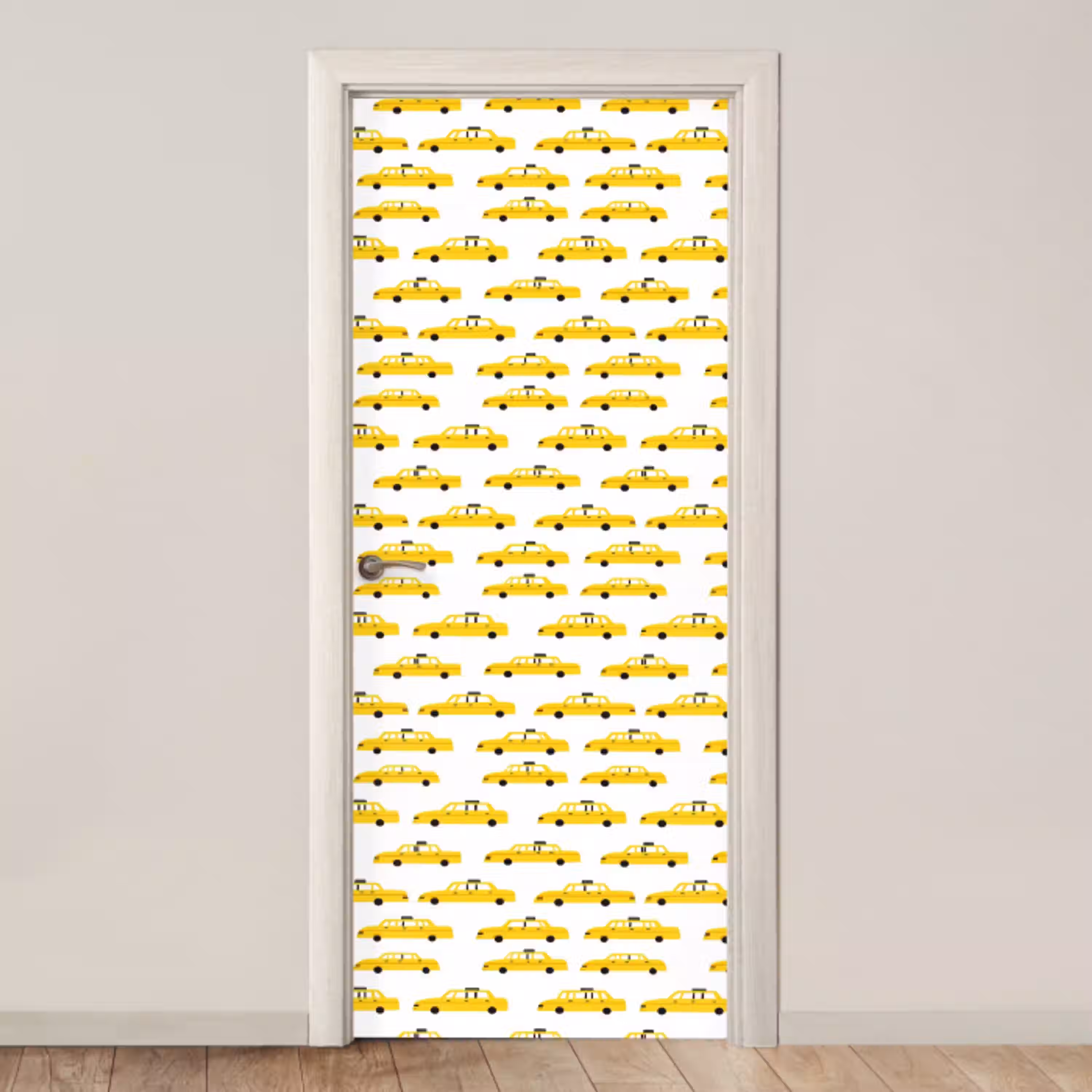 Taxi - Iconisch - Geel deurposter klein 289 -3d_beige