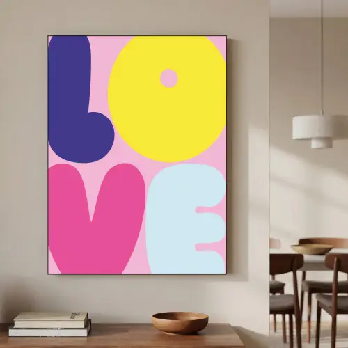 Love - Valentijn - Kleurrijk Textielframe zwart klein -sfeer2