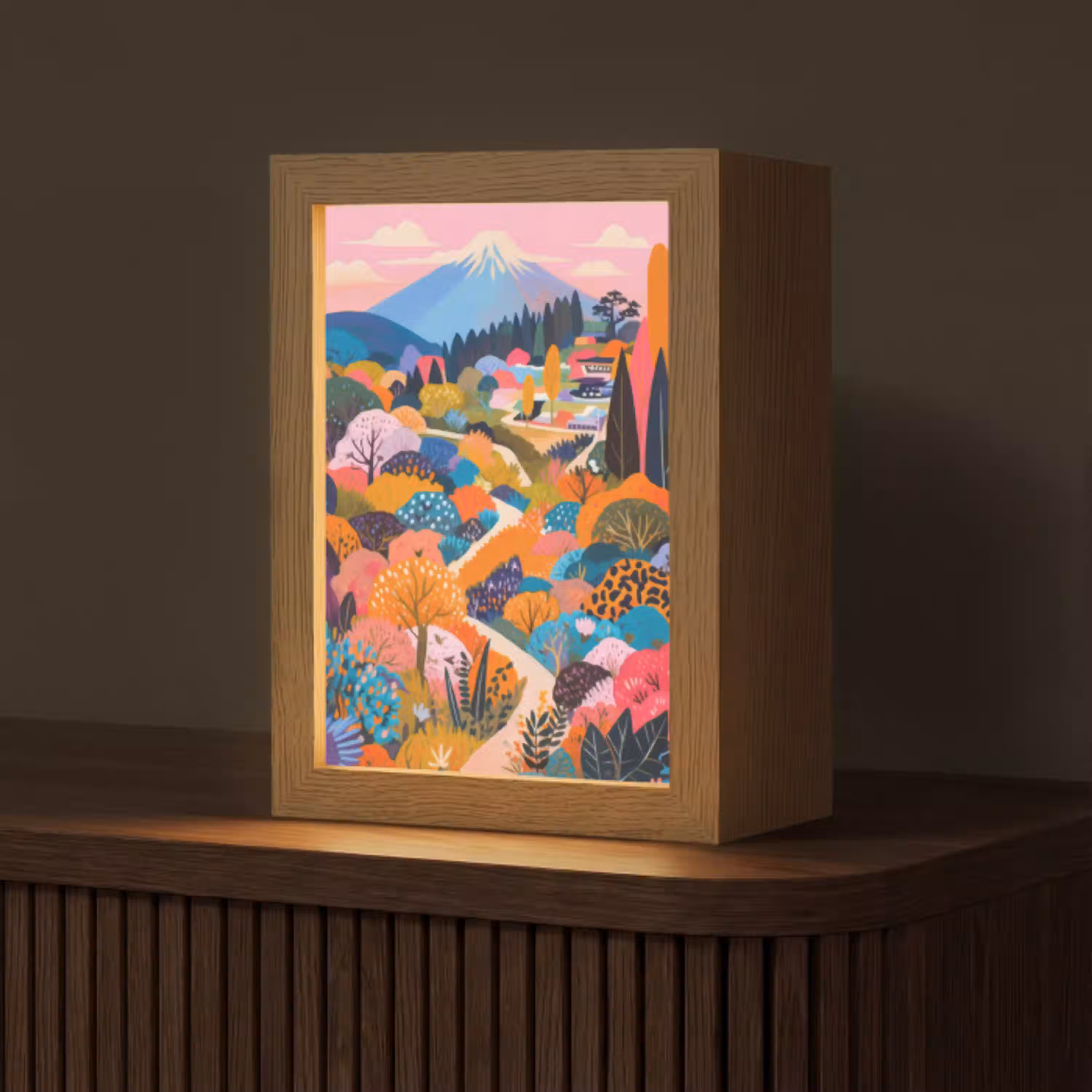 Witte bergtop - Modern - Kleurrijk Light Box met kabel (Tafellamp) klein -z3d_website