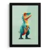Cartoon - Dino - Oranje - Stekels fotolijst zwart zonder passe partout klein -3d